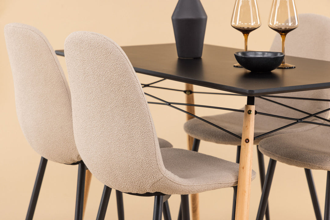 Venture Home Danburi Dining Table - Black / Woodlook MDF+Polar Dining Chair - Black / Beige Boucle_4