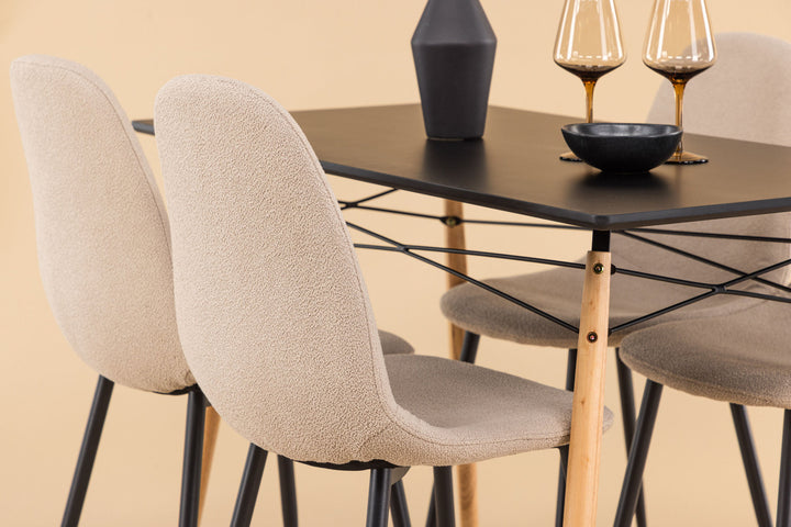 Venture Home Danburi Dining Table - Black / Woodlook MDF+Polar Dining Chair - Black / Beige Boucle_4