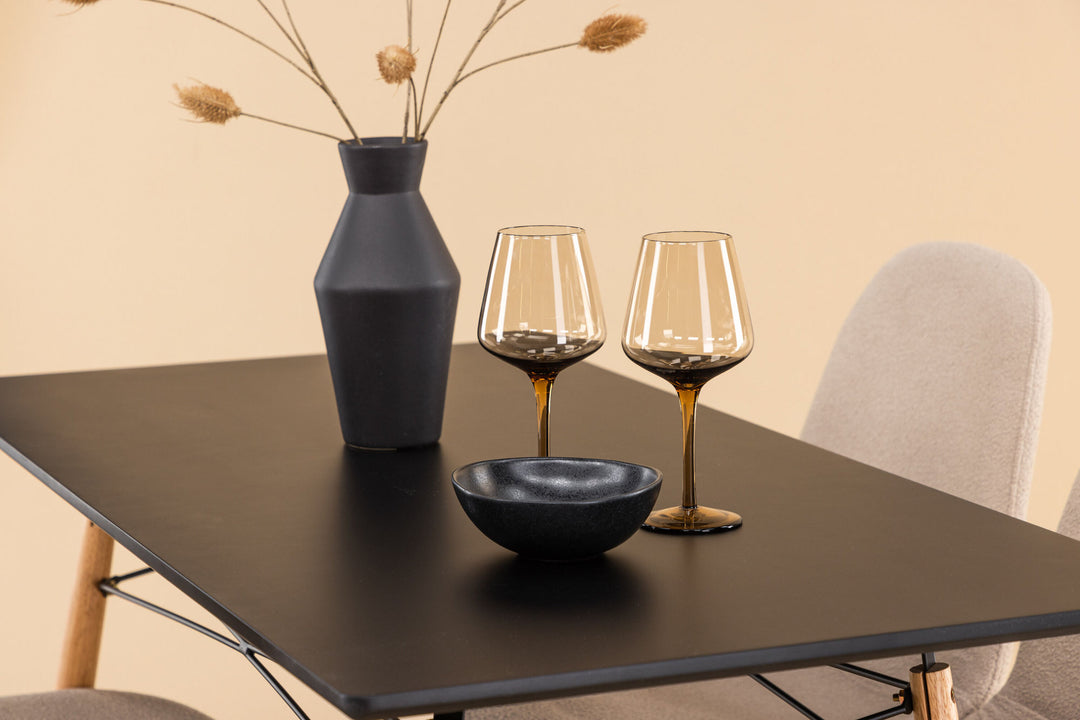 Venture Home Danburi Dining Table - Black / Woodlook MDF+Polar Dining Chair - Black / Beige Boucle_4