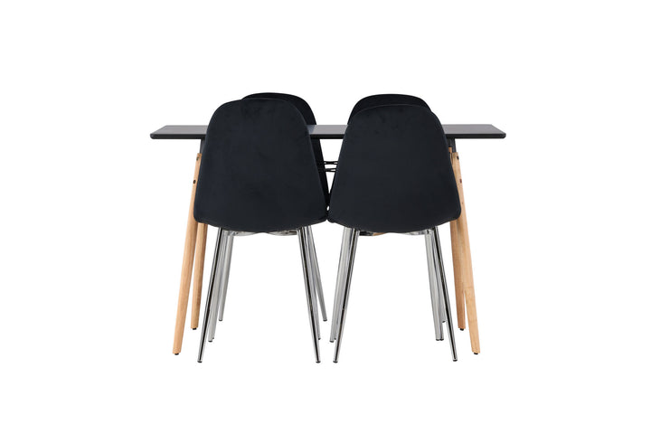 Venture Home Danburi Dining Table - Black / Woodlook MDF+Polar Dining Chair - Black Velvet / Chrome_4
