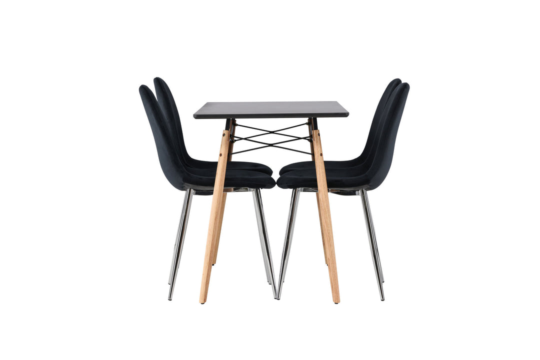 Venture Home Danburi Dining Table - Black / Woodlook MDF+Polar Dining Chair - Black Velvet / Chrome_4