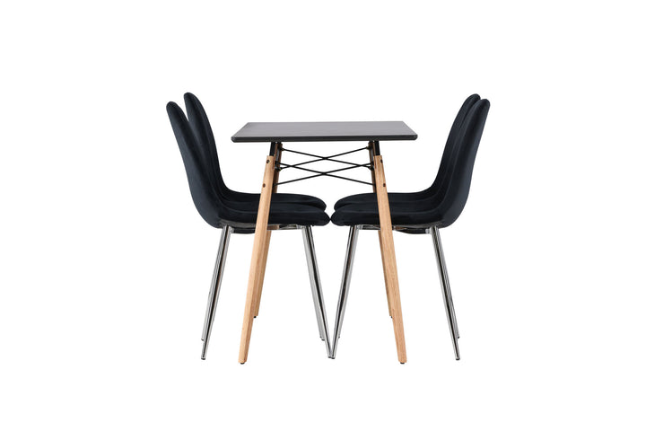 Venture Home Danburi Dining Table - Black / Woodlook MDF+Polar Dining Chair - Black Velvet / Chrome_4