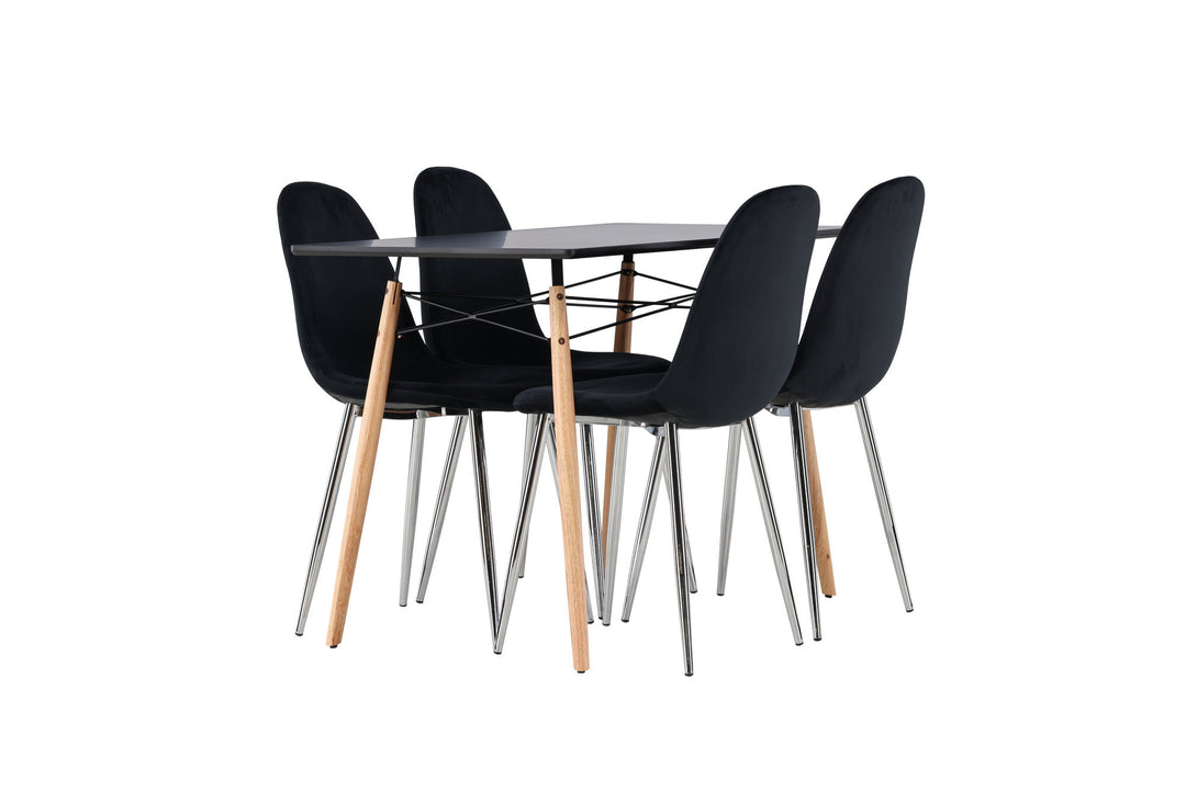 Venture Home Danburi Dining Table - Black / Woodlook MDF+Polar Dining Chair - Black Velvet / Chrome_4