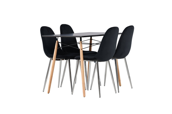 Venture Home Danburi Dining Table - Black / Woodlook MDF+Polar Dining Chair - Black Velvet / Chrome_4