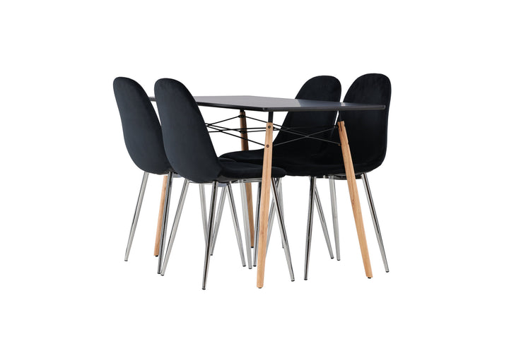 Venture Home Danburi Dining Table - Black / Woodlook MDF+Polar Dining Chair - Black Velvet / Chrome_4