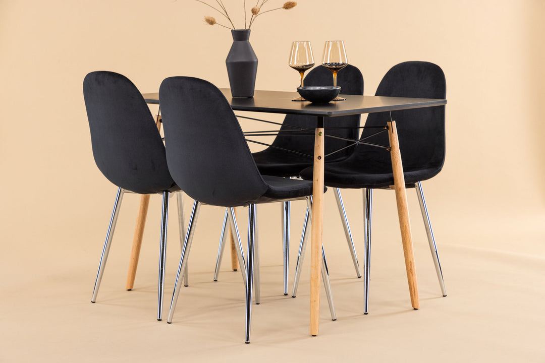 Venture Home Danburi Dining Table - Black / Woodlook MDF+Polar Dining Chair - Black Velvet / Chrome_4