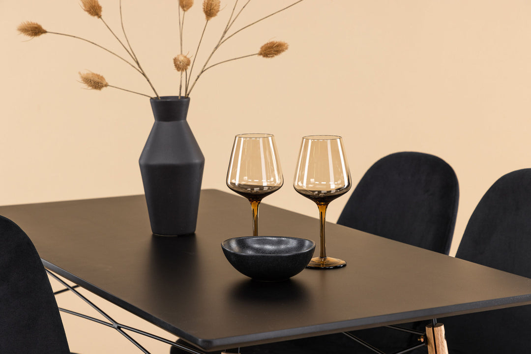 Venture Home Danburi Dining Table - Black / Woodlook MDF+Polar Dining Chair - Black Velvet / Chrome_4
