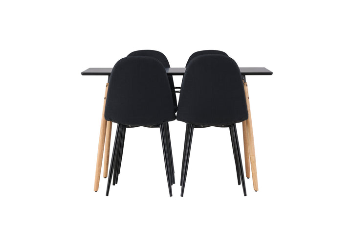 Venture Home Danburi Dining Table - Black / Woodlook MDF+Polar Dining Chair - Black Legs - Black Fabric_4