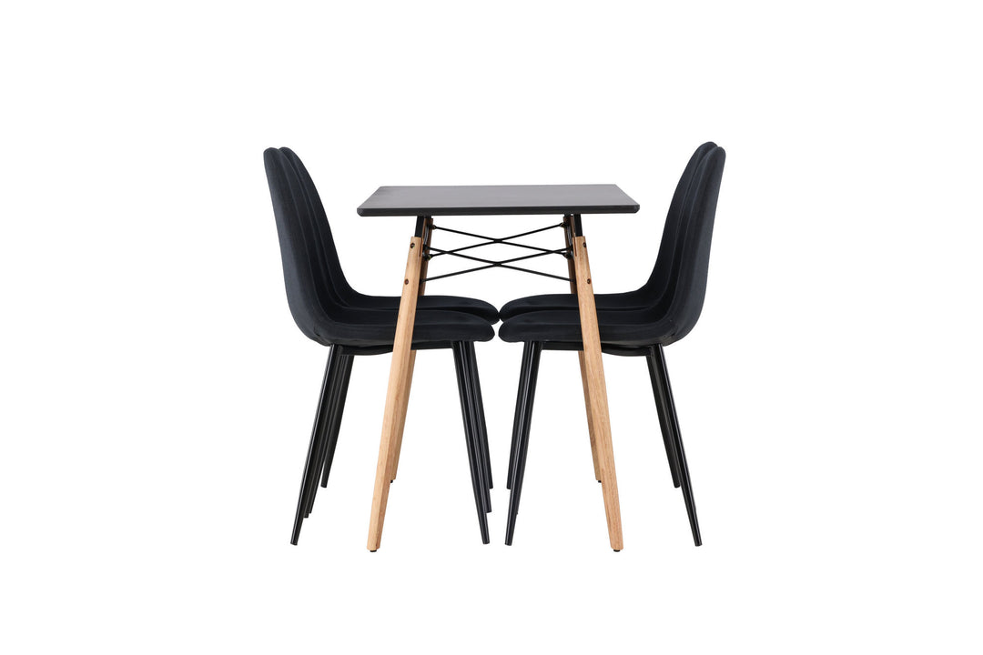 Venture Home Danburi Dining Table - Black / Woodlook MDF+Polar Dining Chair - Black Legs - Black Fabric_4