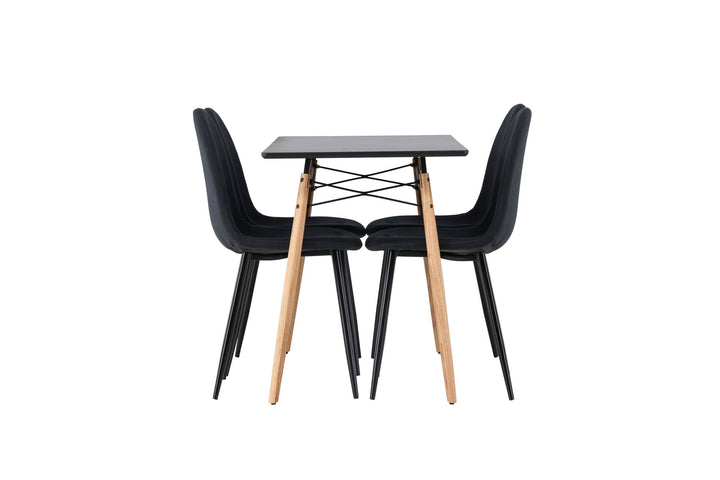 Venture Home Danburi Dining Table - Black / Woodlook MDF+Polar Dining Chair - Black Legs - Black Fabric_4