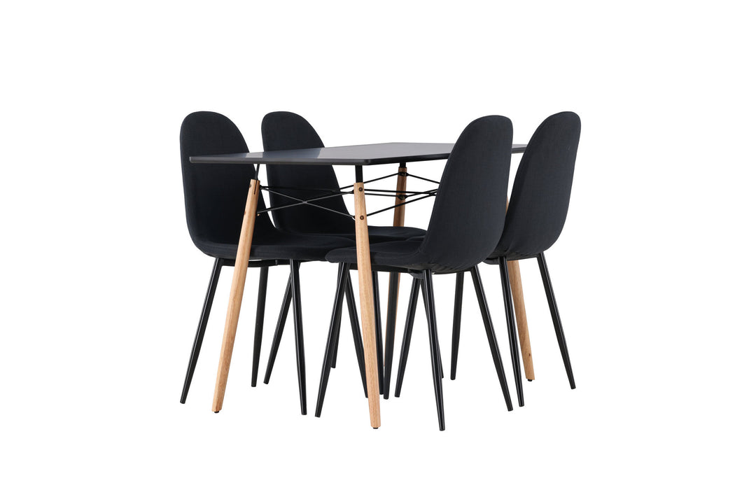 Venture Home Danburi Dining Table - Black / Woodlook MDF+Polar Dining Chair - Black Legs - Black Fabric_4