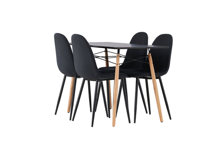 Venture Home Danburi Dining Table - Black / Woodlook MDF+Polar Dining Chair - Black Legs - Black Fabric_4