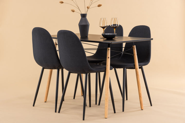 Venture Home Danburi Dining Table - Black / Woodlook MDF+Polar Dining Chair - Black Legs - Black Fabric_4