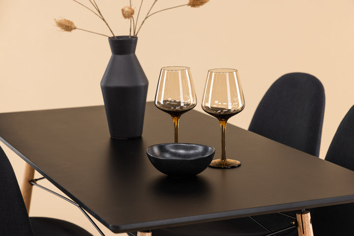 Venture Home Danburi Dining Table - Black / Woodlook MDF+Polar Dining Chair - Black Legs - Black Fabric_4