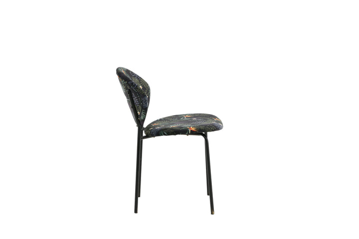 Venture Home Vault Dining Chair - Black legs - Black Flower printed fabric