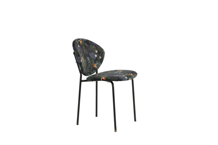 Venture Home Vault Dining Chair - Black legs - Black Flower printed fabric
