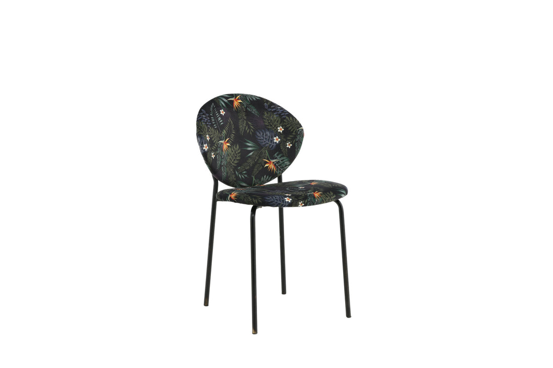 Venture Home Vault Dining Chair - Black legs - Black Flower printed fabric