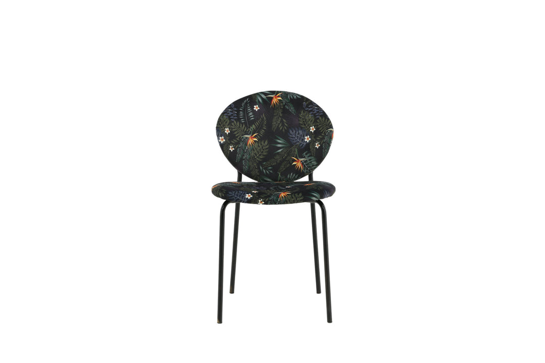 Venture Home Vault Dining Chair - Black legs - Black Flower printed fabric