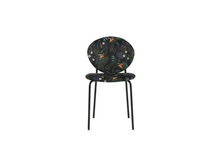 Venture Home Vault Dining Chair - Black legs - Black Flower printed fabric