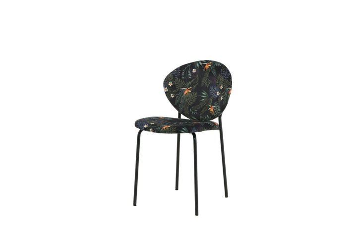 Venture Home Vault Dining Chair - Black legs - Black Flower printed fabric
