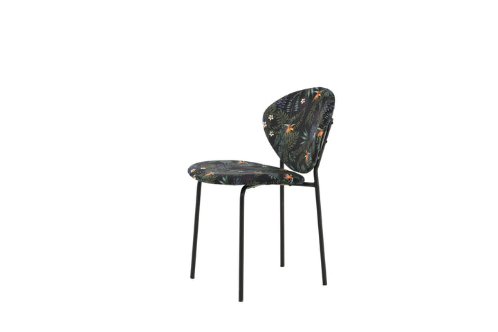 Venture Home Vault Dining Chair - Black legs - Black Flower printed fabric