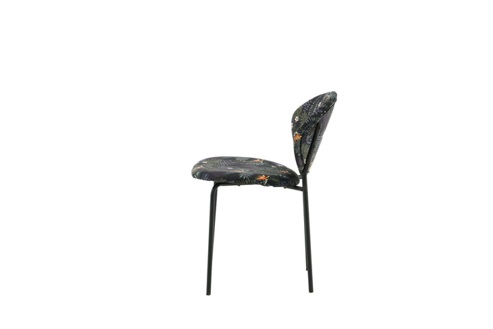 Venture Home Vault Dining Chair - Black legs - Black Flower printed fabric