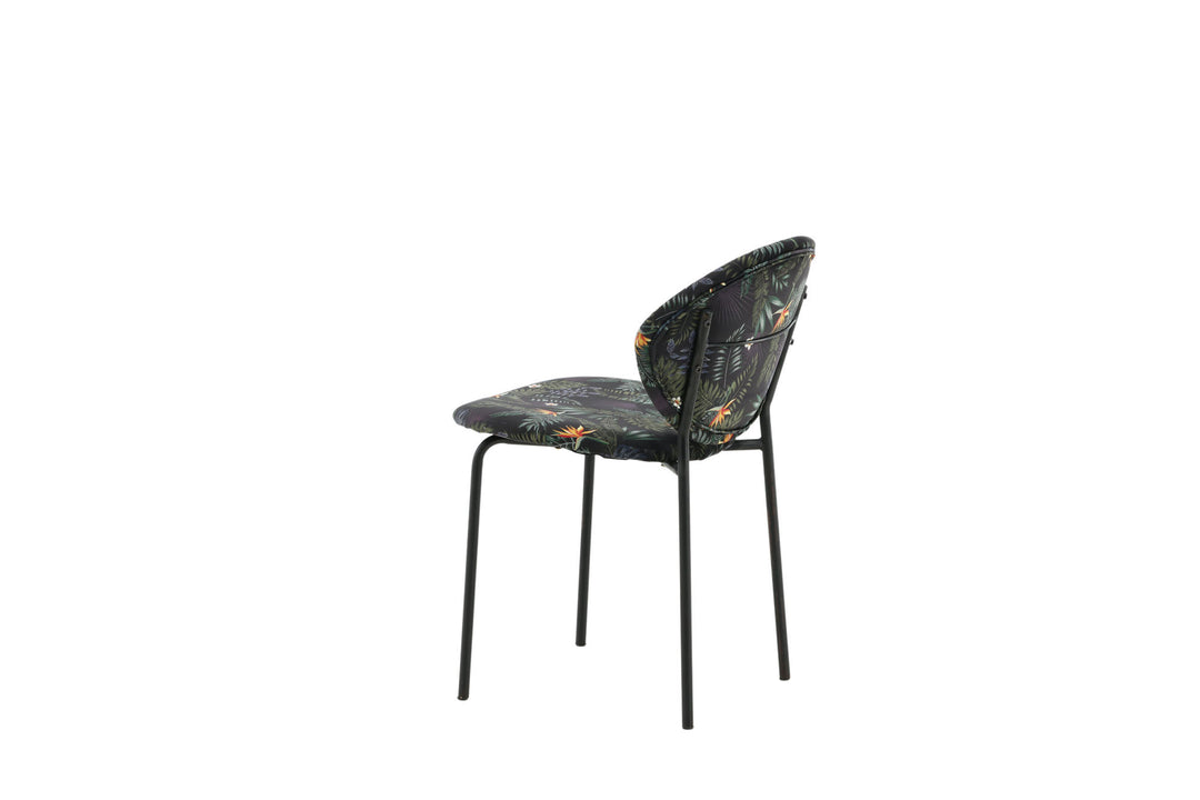 Venture Home Vault Dining Chair - Black legs - Black Flower printed fabric