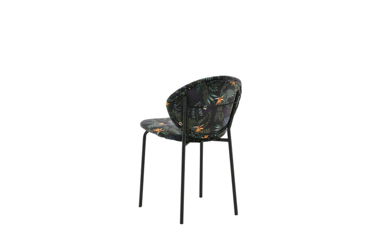 Venture Home Vault Dining Chair - Black legs - Black Flower printed fabric