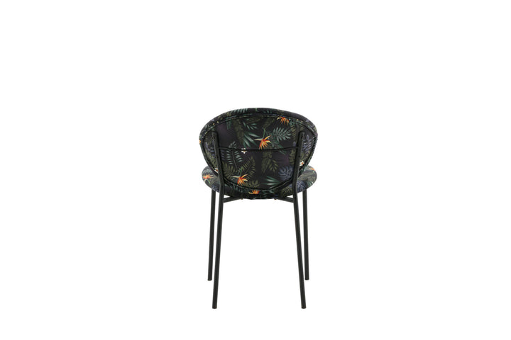Venture Home Vault Dining Chair - Black legs - Black Flower printed fabric