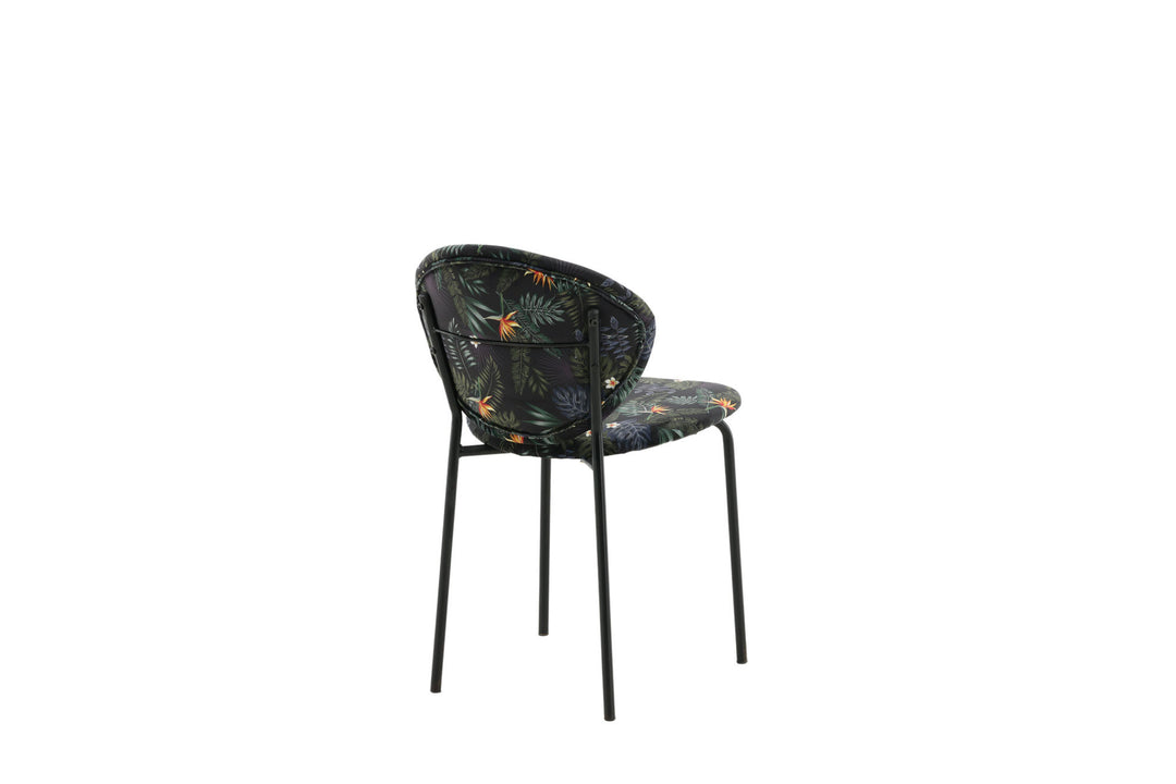 Venture Home Vault Dining Chair - Black legs - Black Flower printed fabric