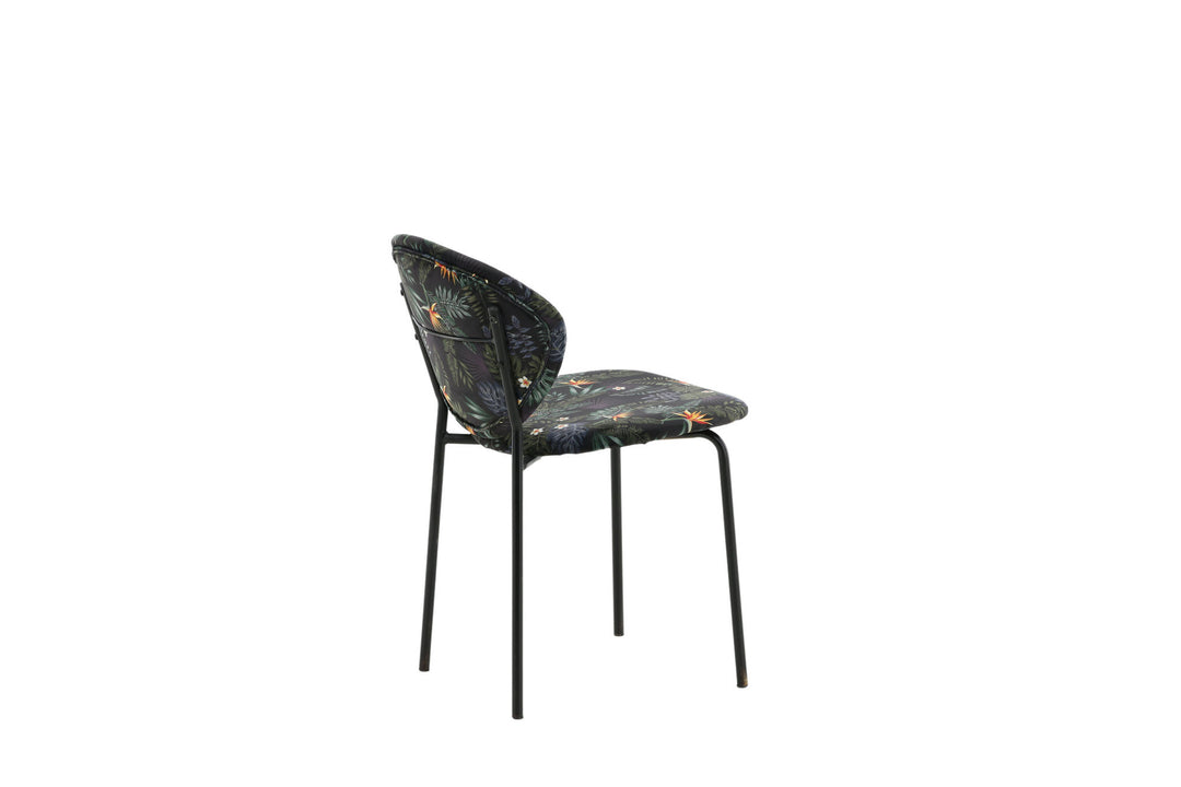 Venture Home Vault Dining Chair - Black legs - Black Flower printed fabric