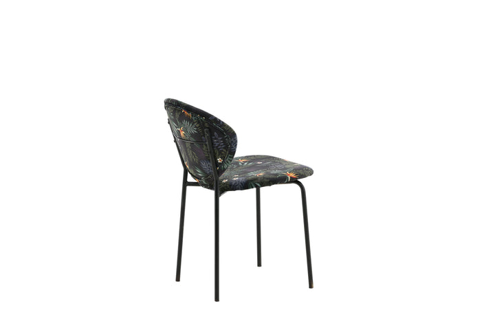 Venture Home Vault Dining Chair - Black legs - Black Flower printed fabric