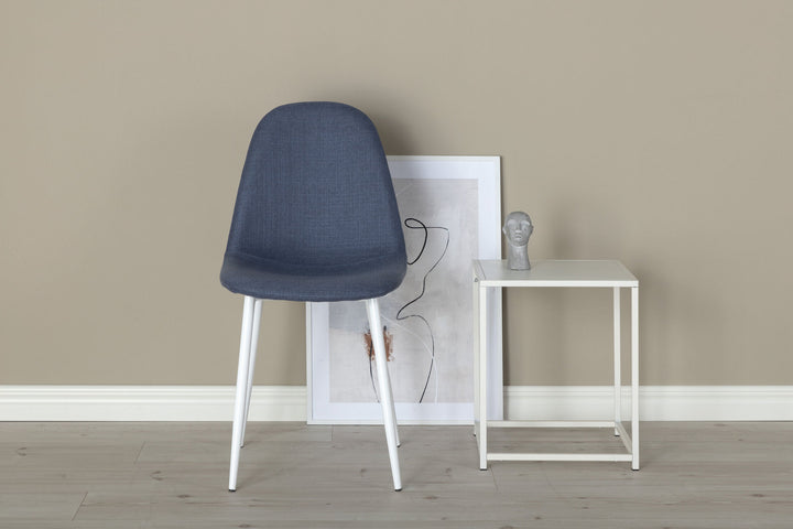 Venture Home Polar Dining Chair - White Legs - Blue Fabric