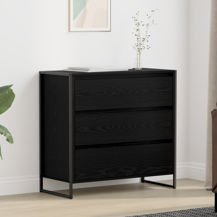 Sideboard med skuffe Sort eg 79 x 36 x 75.5 cm Konstrueret træ
