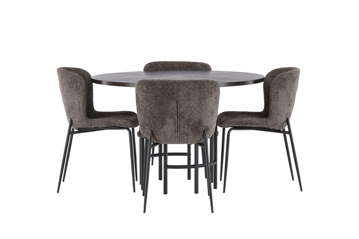 Venture Home Copenhagen Dining Table - Black / Mocca Veneer +Modesto Dining Chair - Grey / Smoked Black Boucle _4