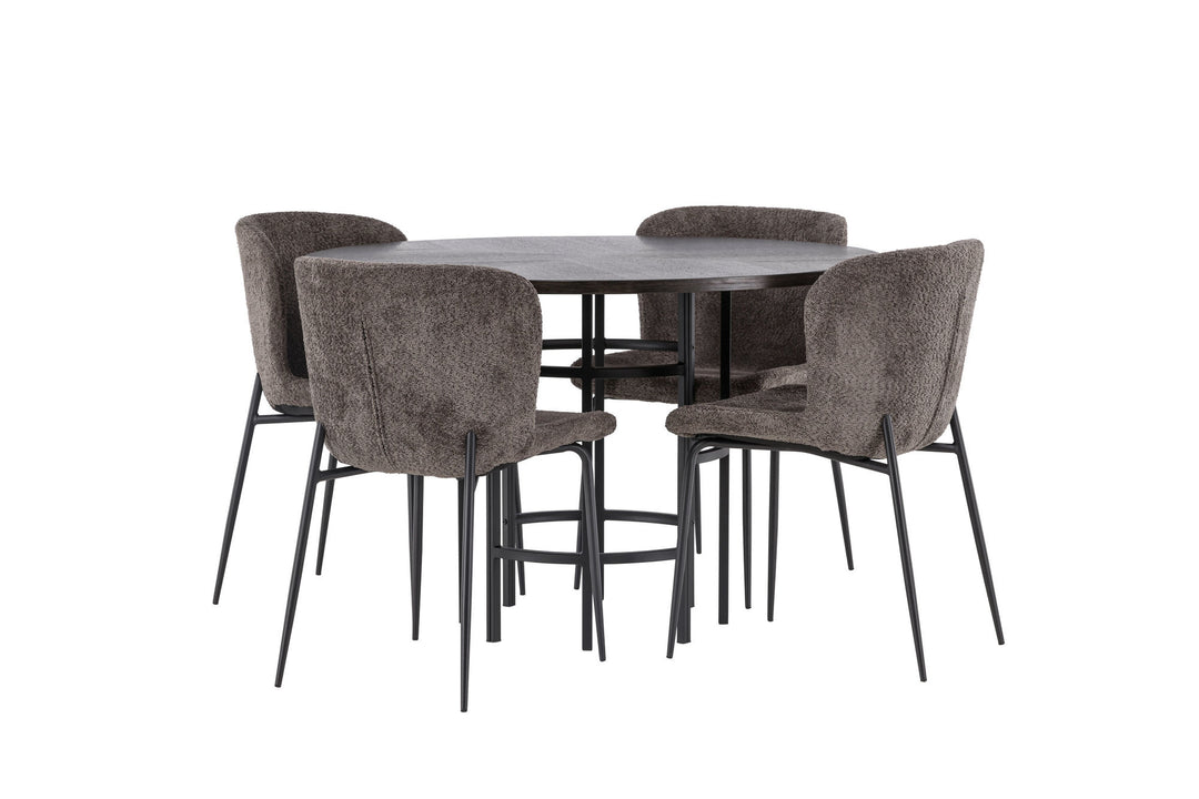Venture Home Copenhagen Dining Table - Black / Mocca Veneer +Modesto Dining Chair - Grey / Smoked Black Boucle _4
