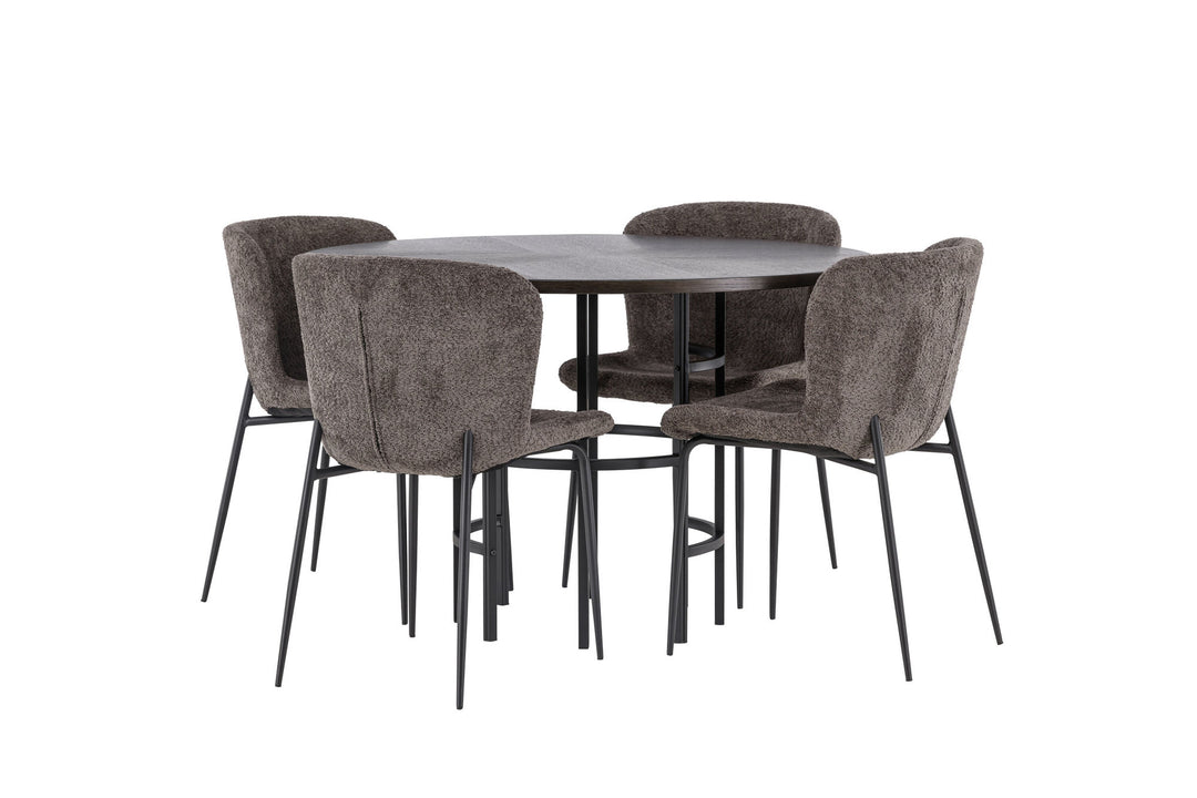 Venture Home Copenhagen Dining Table - Black / Mocca Veneer +Modesto Dining Chair - Grey / Smoked Black Boucle _4