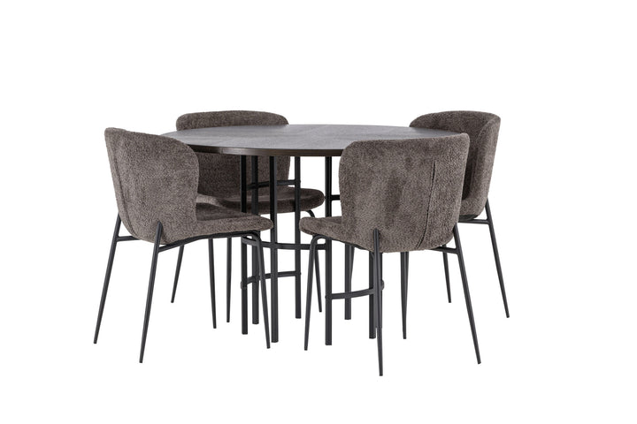 Venture Home Copenhagen Dining Table - Black / Mocca Veneer +Modesto Dining Chair - Grey / Smoked Black Boucle _4