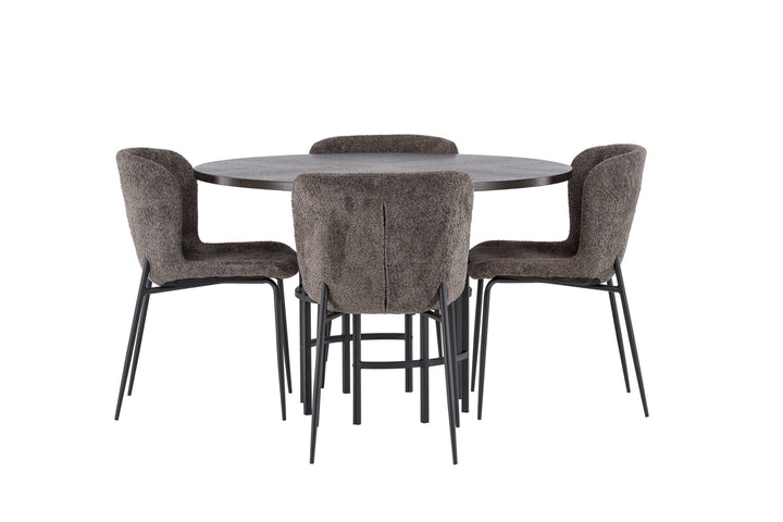 Venture Home Copenhagen Dining Table - Black / Mocca Veneer +Modesto Dining Chair - Grey / Smoked Black Boucle _4