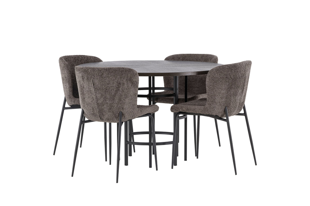 Venture Home Copenhagen Dining Table - Black / Mocca Veneer +Modesto Dining Chair - Grey / Smoked Black Boucle _4