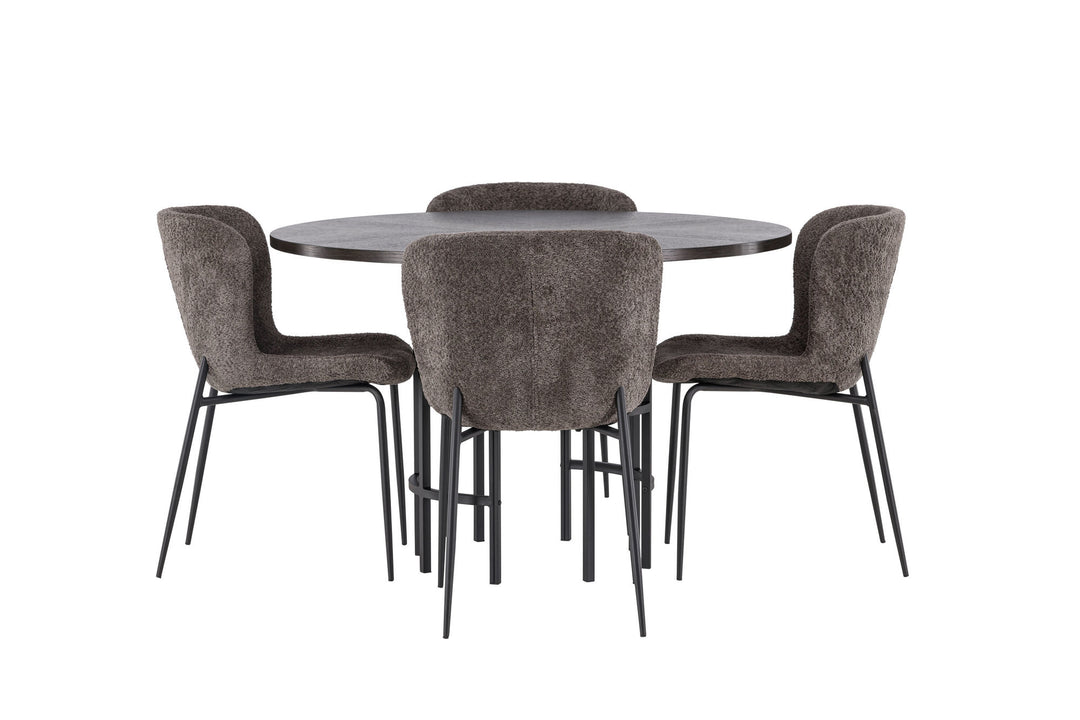 Venture Home Copenhagen Dining Table - Black / Mocca Veneer +Modesto Dining Chair - Grey / Smoked Black Boucle _4
