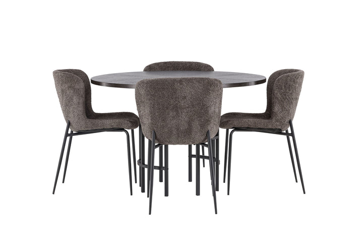 Venture Home Copenhagen Dining Table - Black / Mocca Veneer +Modesto Dining Chair - Grey / Smoked Black Boucle _4