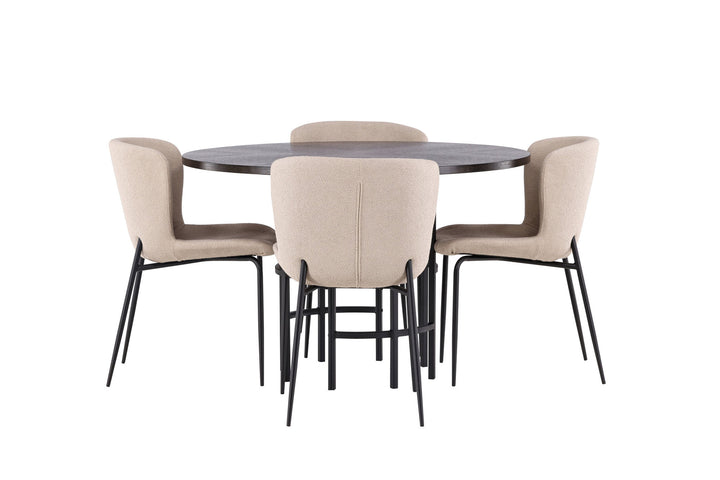 Venture Home Copenhagen Dining Table - Black / Mocca Veneer +Modesto Dining Chair - Beige / Beige Boucle _4