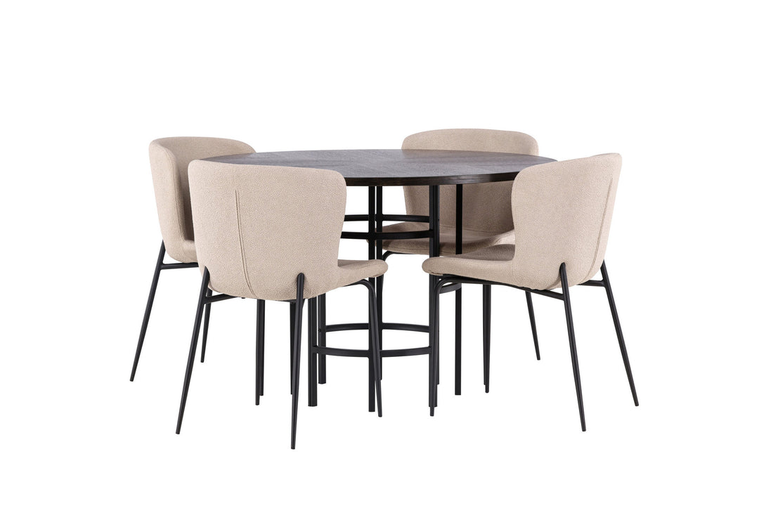 Venture Home Copenhagen Dining Table - Black / Mocca Veneer +Modesto Dining Chair - Beige / Beige Boucle _4