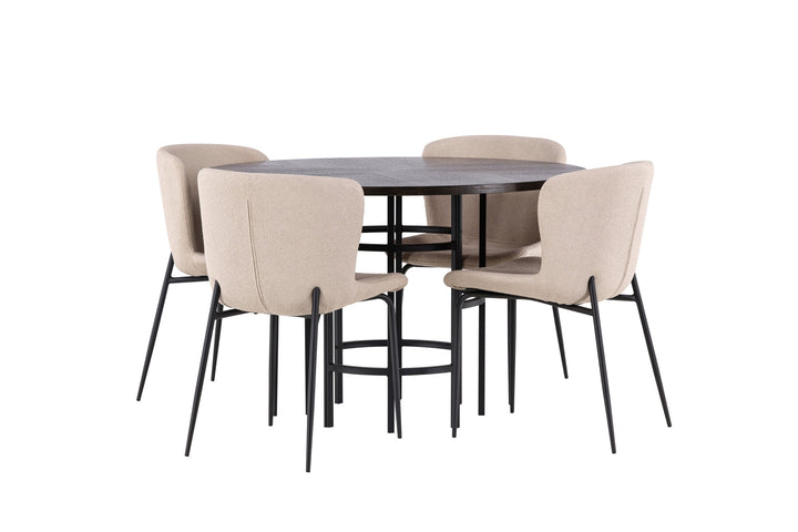 Venture Home Copenhagen Dining Table - Black / Mocca Veneer +Modesto Dining Chair - Beige / Beige Boucle _4