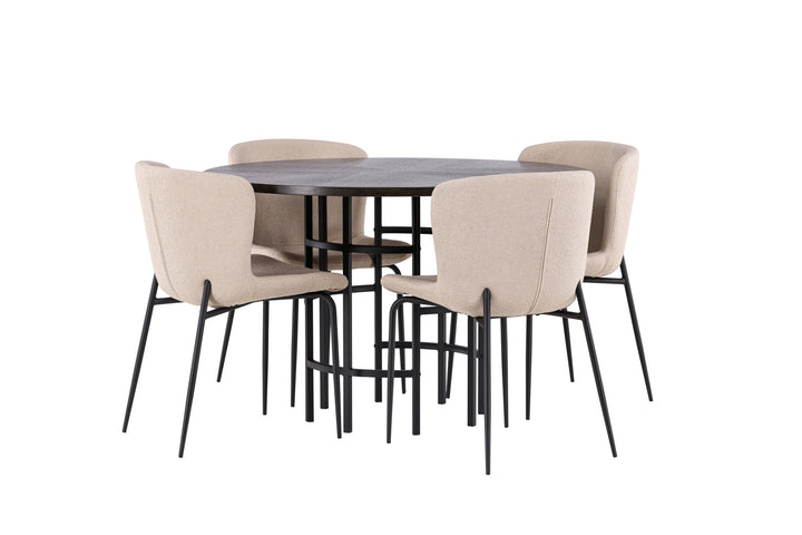 Venture Home Copenhagen Dining Table - Black / Mocca Veneer +Modesto Dining Chair - Beige / Beige Boucle _4