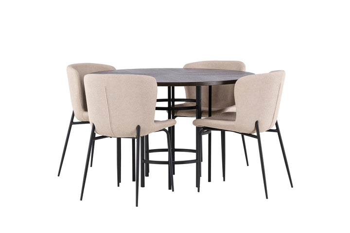 Venture Home Copenhagen Dining Table - Black / Mocca Veneer +Modesto Dining Chair - Beige / Beige Boucle _4