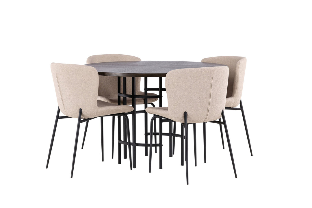 Venture Home Copenhagen Dining Table - Black / Mocca Veneer +Modesto Dining Chair - Beige / Beige Boucle _4