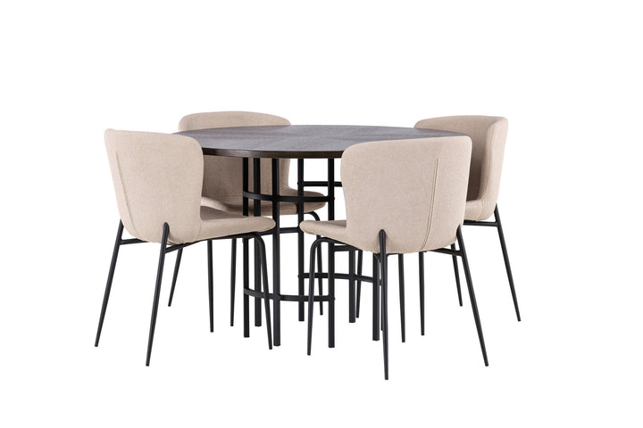 Venture Home Copenhagen Dining Table - Black / Mocca Veneer +Modesto Dining Chair - Beige / Beige Boucle _4