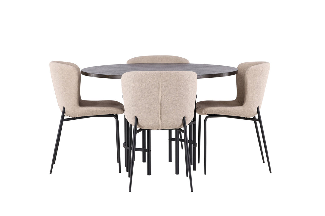 Venture Home Copenhagen Dining Table - Black / Mocca Veneer +Modesto Dining Chair - Beige / Beige Boucle _4